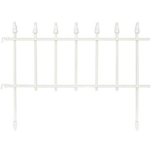 sunnydaze 5-panel white roman border fence set – 9-foot overall length – decorative metal garden, lawn, and landscape fencing – 22 inches wide x 18 inches tall per piece