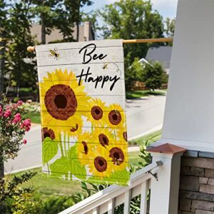 Summer Sunflowers Garden Flag Bees Happy Garden Flag 12x18 Vertical Double Sided Burlap Sunflower Outdoor Decoration (Bees Sunflowers)