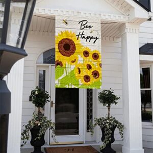 Summer Sunflowers Garden Flag Bees Happy Garden Flag 12x18 Vertical Double Sided Burlap Sunflower Outdoor Decoration (Bees Sunflowers)