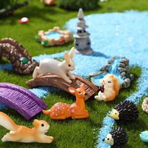 120 Pieces Fairy Garden Kit Fairy Garden Accessories Fairy Garden Animals Garden Miniatures Fairies Miniature Figurines Micro Landscape Ornaments Garden DIY Kit for Outdoor Garden Yard Lawn