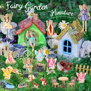 120 Pieces Fairy Garden Kit Fairy Garden Accessories Fairy Garden Animals Garden Miniatures Fairies Miniature Figurines Micro Landscape Ornaments Garden DIY Kit for Outdoor Garden Yard Lawn