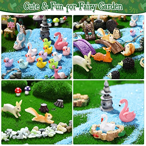 120 Pieces Fairy Garden Kit Fairy Garden Accessories Fairy Garden Animals Garden Miniatures Fairies Miniature Figurines Micro Landscape Ornaments Garden DIY Kit for Outdoor Garden Yard Lawn