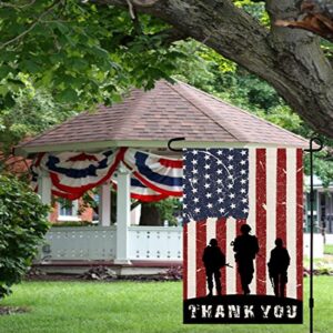 Patriotic American Soldier Thank You Garden Flag 12x18 Inch Double Sided 4th of July Independence Day Memorial Day Yard Outdoor Decor USA Flag