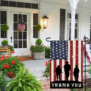 Patriotic American Soldier Thank You Garden Flag 12x18 Inch Double Sided 4th of July Independence Day Memorial Day Yard Outdoor Decor USA Flag