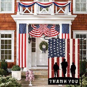 Patriotic American Soldier Thank You Garden Flag 12x18 Inch Double Sided 4th of July Independence Day Memorial Day Yard Outdoor Decor USA Flag