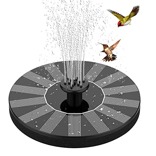 Solar Powered Fountain for Bird Bath, Floating Solar Water Fountain Pump with 7 Nozzles 4 Anti-Collision Bars, Upgrade Solar Fountain Pump for Bird Bath Garden Pond Pool Outdoor