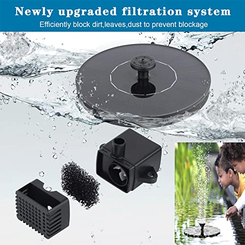 Solar Powered Fountain for Bird Bath, Floating Solar Water Fountain Pump with 7 Nozzles 4 Anti-Collision Bars, Upgrade Solar Fountain Pump for Bird Bath Garden Pond Pool Outdoor