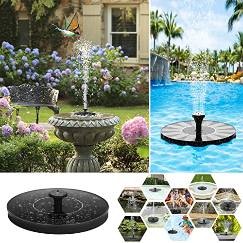 Solar Powered Fountain for Bird Bath, Floating Solar Water Fountain Pump with 7 Nozzles 4 Anti-Collision Bars, Upgrade Solar Fountain Pump for Bird Bath Garden Pond Pool Outdoor