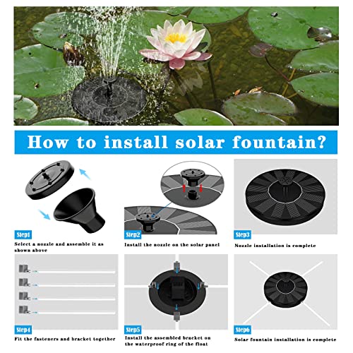 Solar Powered Fountain for Bird Bath, Floating Solar Water Fountain Pump with 7 Nozzles 4 Anti-Collision Bars, Upgrade Solar Fountain Pump for Bird Bath Garden Pond Pool Outdoor