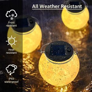 Balkwan 4.7 inches Solar Moon lamp Garden Decor Waterproof Outdoor Lanterns with LED Garden Solar Lights Patio Hanging Lights Christmas Decorations for Backyard Fence Pathway, Warm White