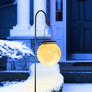 Balkwan 4.7 inches Solar Moon lamp Garden Decor Waterproof Outdoor Lanterns with LED Garden Solar Lights Patio Hanging Lights Christmas Decorations for Backyard Fence Pathway, Warm White