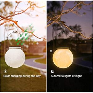 Balkwan 4.7 inches Solar Moon lamp Garden Decor Waterproof Outdoor Lanterns with LED Garden Solar Lights Patio Hanging Lights Christmas Decorations for Backyard Fence Pathway, Warm White