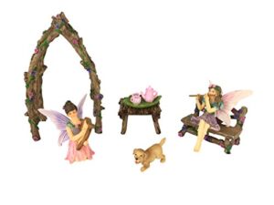 musical sisters fairy garden set: 7 pieces miniature fairy garden accessory
