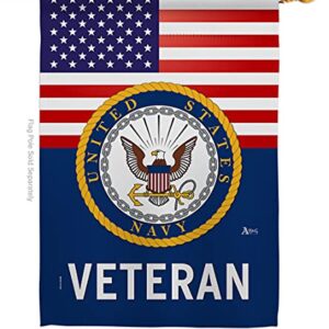 US Navy Veteran House Flag - Armed Forces USN Seabee United State American Military Retire Official - Decoration Banner Small Garden Yard Gift Double-Sided Made in USA 28 X 40