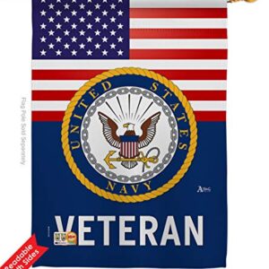 US Navy Veteran House Flag - Armed Forces USN Seabee United State American Military Retire Official - Decoration Banner Small Garden Yard Gift Double-Sided Made in USA 28 X 40