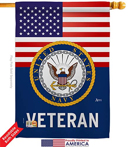 US Navy Veteran House Flag - Armed Forces USN Seabee United State American Military Retire Official - Decoration Banner Small Garden Yard Gift Double-Sided Made in USA 28 X 40