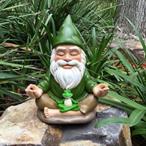 Zen Gnome – Tranquility and Peacefulness for Your Fairy Garden and Garden Gnomes by GlitZGlam. 9 Inches Tall Miniature Figurine