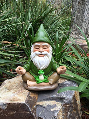 Zen Gnome – Tranquility and Peacefulness for Your Fairy Garden and Garden Gnomes by GlitZGlam. 9 Inches Tall Miniature Figurine