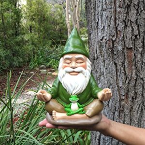 Zen Gnome – Tranquility and Peacefulness for Your Fairy Garden and Garden Gnomes by GlitZGlam. 9 Inches Tall Miniature Figurine