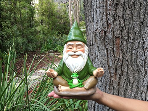 Zen Gnome – Tranquility and Peacefulness for Your Fairy Garden and Garden Gnomes by GlitZGlam. 9 Inches Tall Miniature Figurine