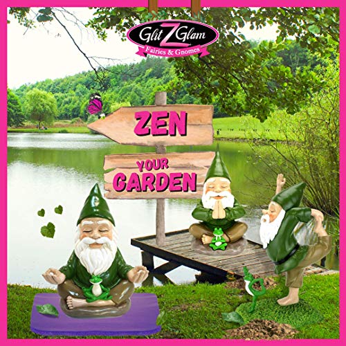 Zen Gnome – Tranquility and Peacefulness for Your Fairy Garden and Garden Gnomes by GlitZGlam. 9 Inches Tall Miniature Figurine