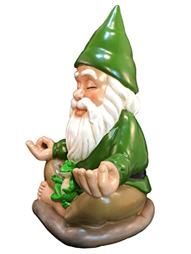 Zen Gnome – Tranquility and Peacefulness for Your Fairy Garden and Garden Gnomes by GlitZGlam. 9 Inches Tall Miniature Figurine