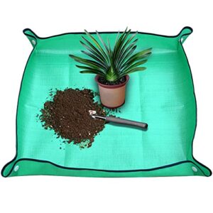 sisbroo waterproof plant repotting mat indoor gardening mat, foldable indoor plants succulent potting mat indoor plant mat portable garden mat-26.8″ x 26.8″(green)