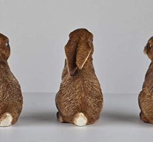 JORAE Bunny Statue Yard Garden Decorations Set of Three, Rabbit Ornament Animal Outdoor Statue Brown, 5 Inch, Polyresin