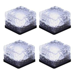 astraeus solar brick light solar ice light ice cube lights buried light paver for garden courtyard pathway patio outdoor decoration 4 pack white （upgraded package）