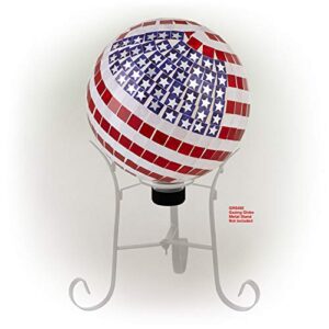 Alpine Corporation 12" Tall Indoor/Outdoor Mosaic American Flag Gazing Globe Yard Art Decor