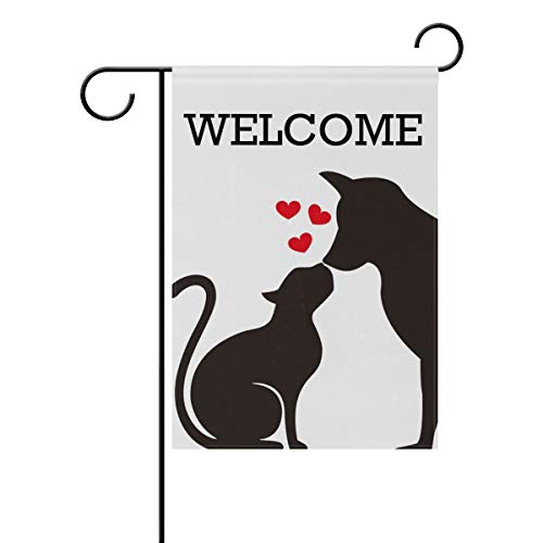 ZZAEO Dog Cat Garden Flag, 12 x 18 inch Yard Flag Vertical Polyester Welcome Small Banner for Outside