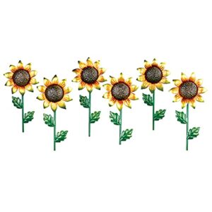 collections etc sunflower wind wheel spinner garden stakes – set of 6