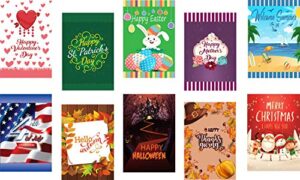 seasonal garden flags set of 10 double sided halloween fall garden flag, small festive yard flags for holiday outdoor decorations 12.5×18 inch for all seasons and holidays – premium quality material