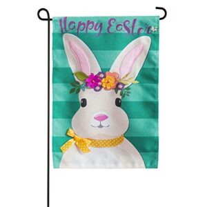 Evergreen Flag Beautiful Spring Easter Bunny Burlap Garden Flag - 13 x 18 Inches Fade and Weather Resistant Outdoor Decoration for Homes, Yards and Gardens