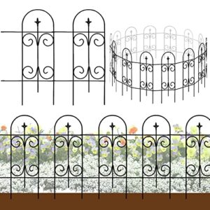 thealyn metal decorative garden fence border 32 in x 20 ft garden fencing no dig fence rustproof wrought iron landscape fencing for flower bed, yard, animal barrier