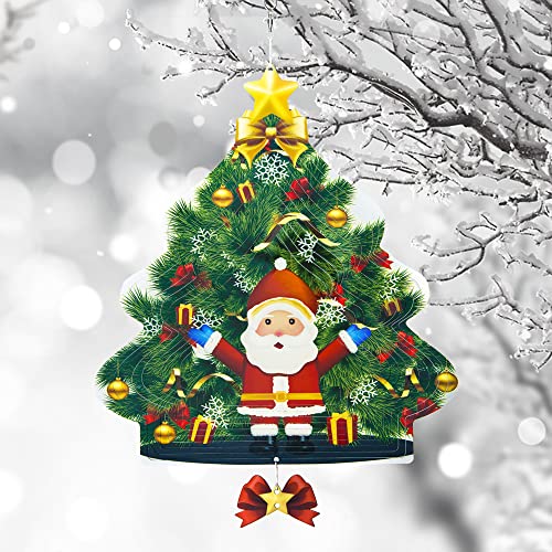 Joozer 3D Stainless Steel Wind Spinner 12 Inch Christmas Windmill Decoration for Indoor and Outdoor Garden Garden Courtyard Metal Windmill, Christmas Tree, Santa Claus