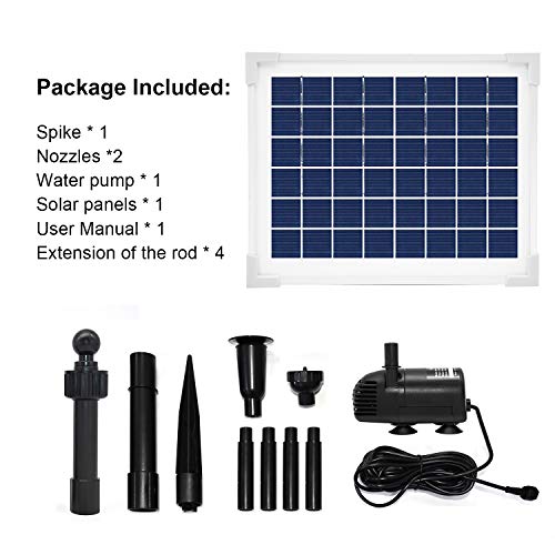 ECO-WORTHY Solar Fountain Water Pump Kit, 124 GPH Brushless Submersible Powered Pump with 5 W Solar Panel for Bird Bath, Small Pond, Garden Decoration, Pool, Patio, Lawn……