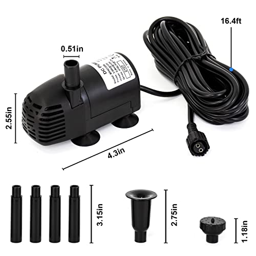 ECO-WORTHY Solar Fountain Water Pump Kit, 124 GPH Brushless Submersible Powered Pump with 5 W Solar Panel for Bird Bath, Small Pond, Garden Decoration, Pool, Patio, Lawn……