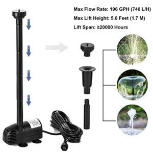 ECO-WORTHY Solar Fountain Water Pump Kit, 124 GPH Brushless Submersible Powered Pump with 5 W Solar Panel for Bird Bath, Small Pond, Garden Decoration, Pool, Patio, Lawn……