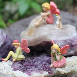 JIUMO Miniature Garden Fairies for Fairy Garden Fairy Figurines Accessories Outdoor Little Garden Fairies Mini Fairies Set for Kids Garden Miniature Boy Fairies Sitting Fairies