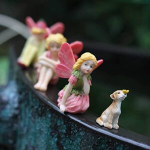 JIUMO Miniature Garden Fairies for Fairy Garden Fairy Figurines Accessories Outdoor Little Garden Fairies Mini Fairies Set for Kids Garden Miniature Boy Fairies Sitting Fairies