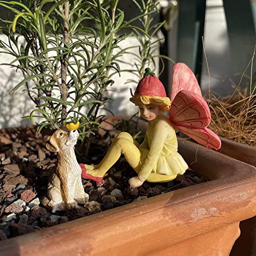 JIUMO Miniature Garden Fairies for Fairy Garden Fairy Figurines Accessories Outdoor Little Garden Fairies Mini Fairies Set for Kids Garden Miniature Boy Fairies Sitting Fairies