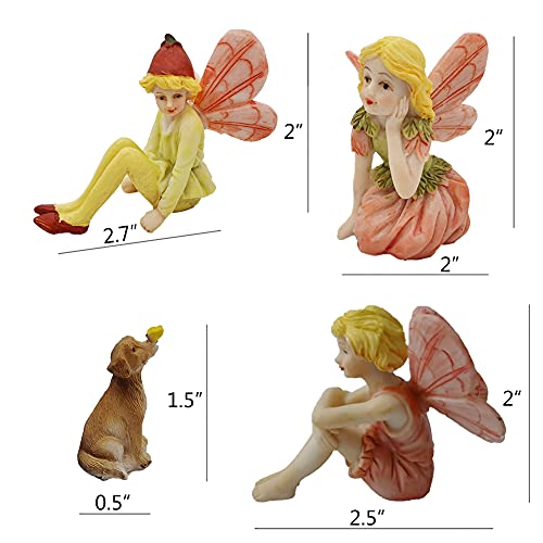 JIUMO Miniature Garden Fairies for Fairy Garden Fairy Figurines Accessories Outdoor Little Garden Fairies Mini Fairies Set for Kids Garden Miniature Boy Fairies Sitting Fairies