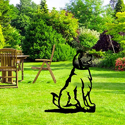 Adorable Dog Stake Decoration Yard Garden Outdoor Metal Art Dog Silhouette Decoration Steel Dogs Statue Adorable Ornament Gift (Golden Retriever)