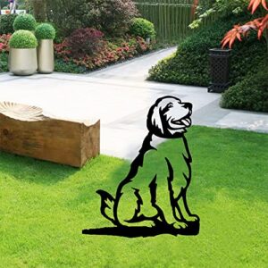 Adorable Dog Stake Decoration Yard Garden Outdoor Metal Art Dog Silhouette Decoration Steel Dogs Statue Adorable Ornament Gift (Golden Retriever)