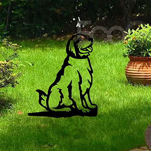 Adorable Dog Stake Decoration Yard Garden Outdoor Metal Art Dog Silhouette Decoration Steel Dogs Statue Adorable Ornament Gift (Golden Retriever)