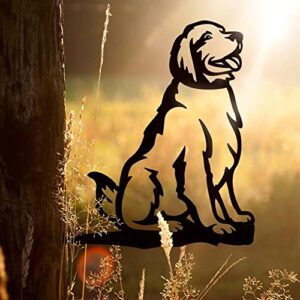 Adorable Dog Stake Decoration Yard Garden Outdoor Metal Art Dog Silhouette Decoration Steel Dogs Statue Adorable Ornament Gift (Golden Retriever)