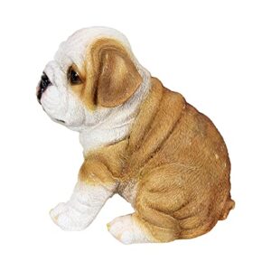 Exhart Dog Statue, Hand Painted English Bulldog Puppy Seated Garden Sculpture, Outdoor Lawn and Yard Art Decoration, 6.5 x 6 Inch