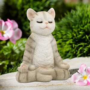 qeeman meditating zen garden cat statue figurine,indoor/outdoor garden cat sculpture for home,patio,deck,yard art or lawn deco,8.7″ h,gifts for mom/momgrandma gifts/birthday gifts for mom