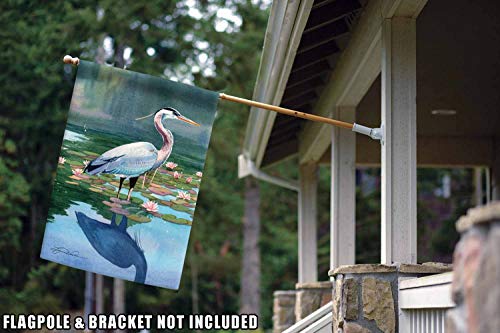 Toland Home Garden 109996 Reflecting Heron Bird Flag 28x40 Inch Double Sided for Outdoor Birds House Yard Decoration